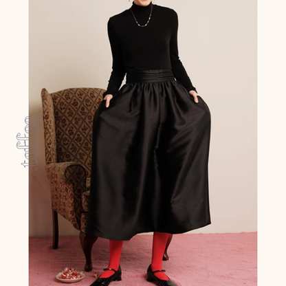 レイヤード風ブラックロングワンピース　Z00498