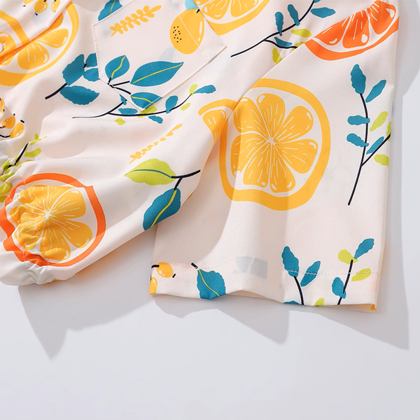 シトラスプリントドローストリングクロップドシャツ《Z00915》