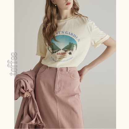 ピンクデニムジャケット＆ミモレ丈ストレートスカートセットアップ　《Z00776》