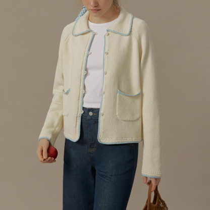 北欧風コントラストエッジカーディガン《Z00826》　