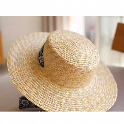 ハーフストラップフラットトップストローハット W-204