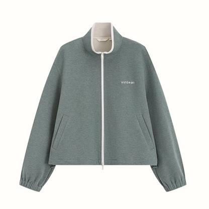 【2color】スタンドカラー ジップアップドロップショルダー スウェット《Z00891》