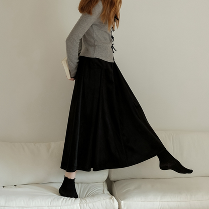 【2color】リムーバブルポケット付きコーデュロイAラインスカート  《Z00781》