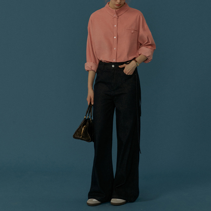 バックデザインローズピンクシャツ Z00067