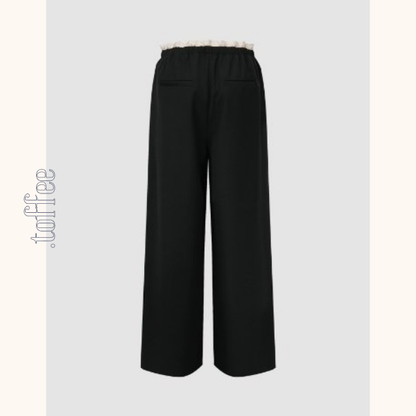 【5color】レースウエストワイドパンツ　Z00410