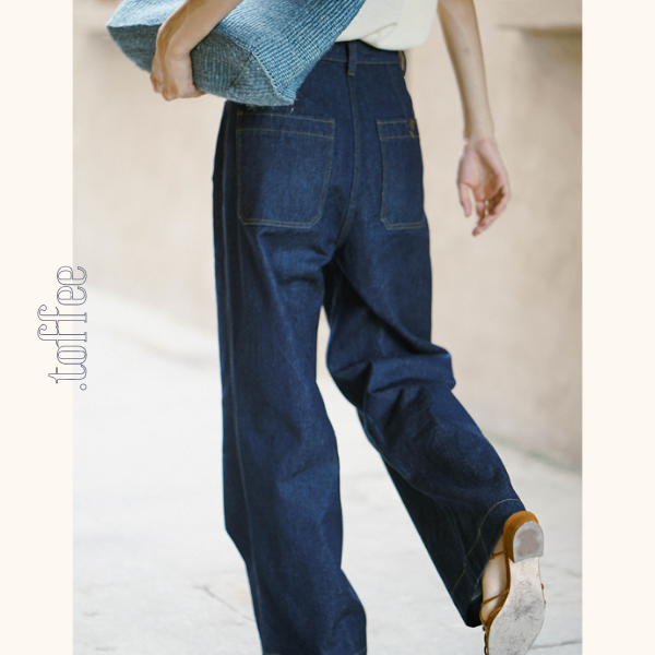 インディゴブルーワイドデニムパンツ　Z00404