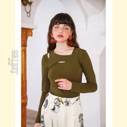 【3color】ニッチなクロスデザイン　ボトリングシャツ C0167