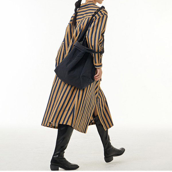 【2color】ストライプシャツワンピース X-349