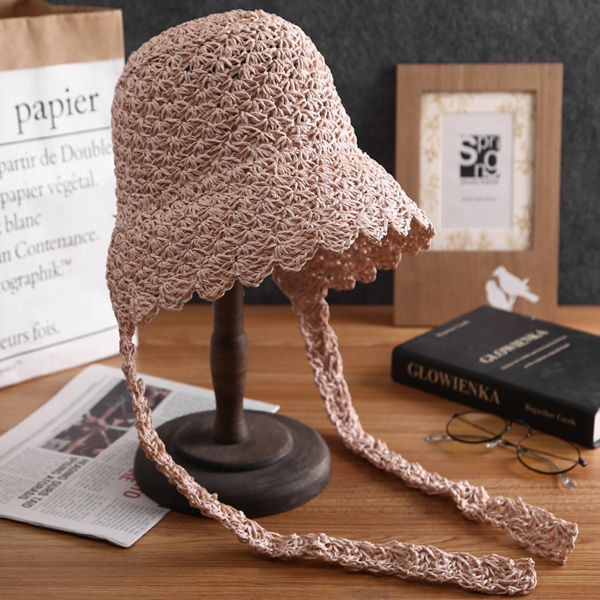 【3color】ストラップ付ストローハット　Z00356