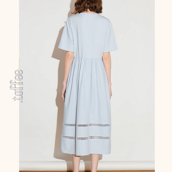 【2color】メッシュレースAラインミモレ丈ワンピース《Z00924》