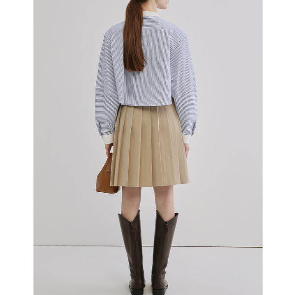 ストライプバンドカラークロップドシャツ X-380