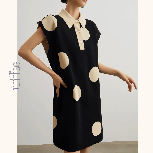 ラージドットフレンチスリーブミニワンピース《Z00943》