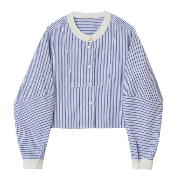 ストライプバンドカラークロップドシャツ X-380