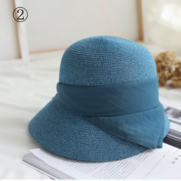 【４color】チェーンベルトドームシルエットストローハット　AU-104