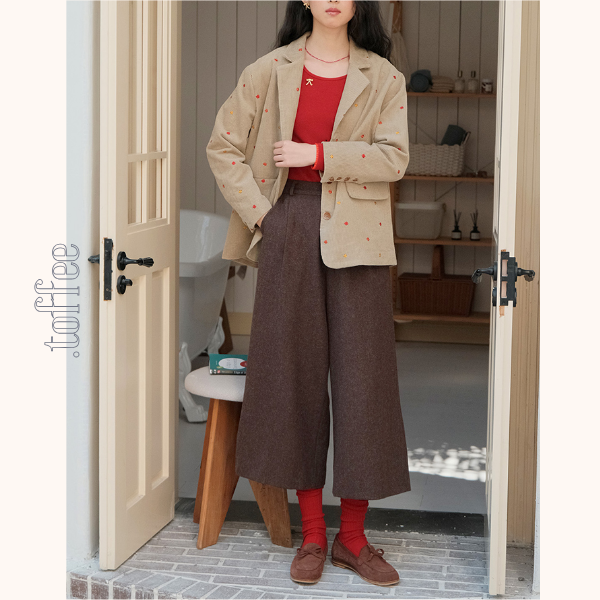 小花刺繍コーデュロイテーラードジャケット　《Z00708》