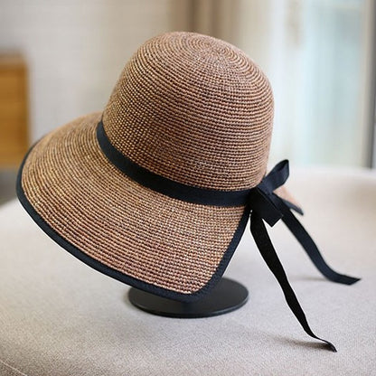 【３color】レトロなヘップバーン麦わら帽