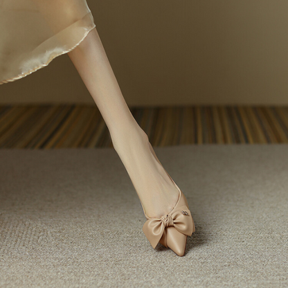 リボンポインテッドトゥパンプス X-038