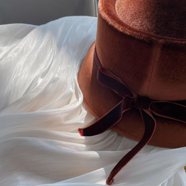 【2color】リボン付きベルベットハット Z00059