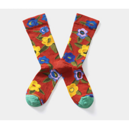 フラワーデザインソックス4ｐ w-080