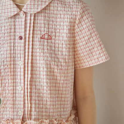 ラッフルヘムクロップドチェックシャツ《Z01021》