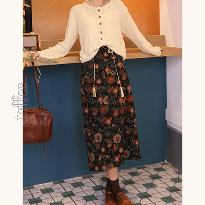 ヴィンテージ花柄Aラインスカート　Z00520