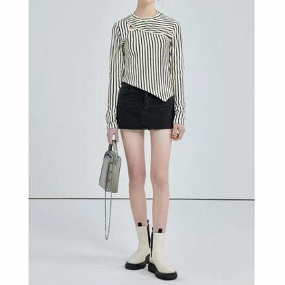 イレヘムストライプトップス w-141
