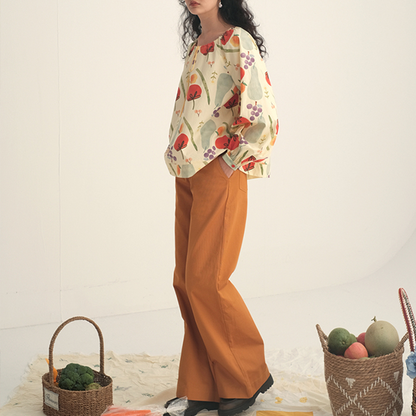 【2color】ツイルコットンストレートパンツ　《Z00743》