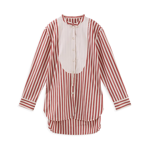 バンドカラーストライプロングシャツ《Z00897》