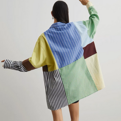 マルチカラーパッチワークルーズシャツ《Z00946》