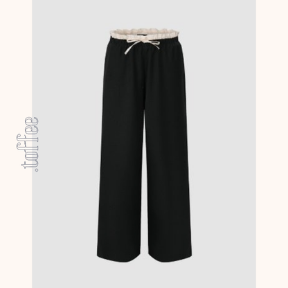 【5color】レースウエストワイドパンツ　Z00410