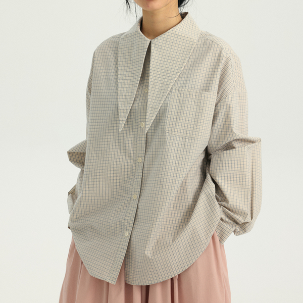 【2color】ラージカラーオーバーサイズコットンシャツ　《Z00726》