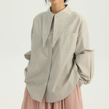 【2color】ラージカラーオーバーサイズコットンシャツ　《Z00726》