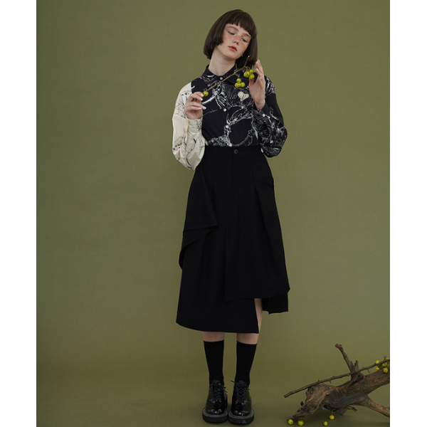 バイカラーアーティスティックシャツ w-027