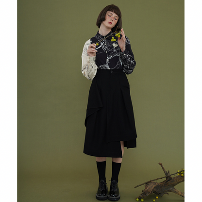 バイカラーアーティスティックシャツ w-027