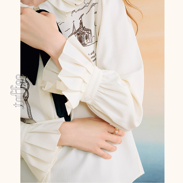 黒リボンと夢の風景ブラウス《Z01131》