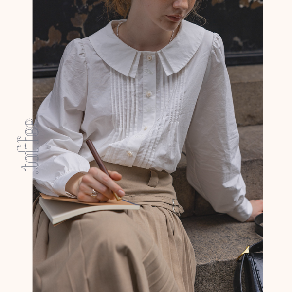 【2color】海辺の記憶を抱く二重襟ブラウス《Z01171》