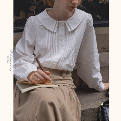 【2color】海辺の記憶を抱く二重襟ブラウス《Z01171》