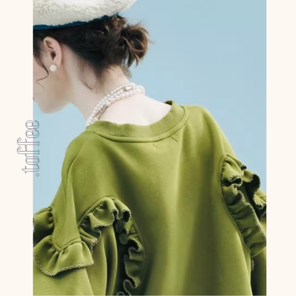 【2color】ティアード袖フリルの甘辛スウェット《Z01351》