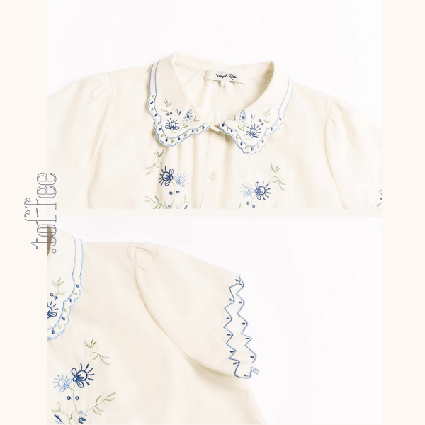 花柄刺繍が映えるレトロ可愛いセットアップ　《Z01117》