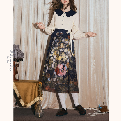 秋の庭に咲く詩・アートスカート《Z01148》