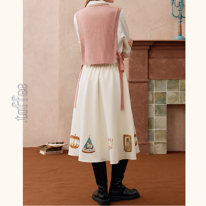 ヴィンテージ調プリントフレアスカート《Z01102》