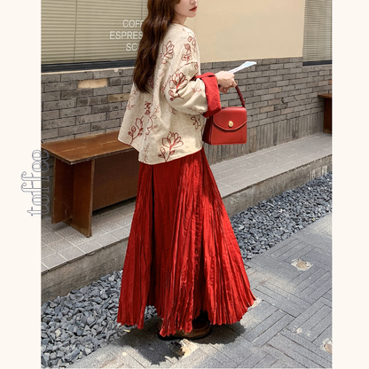 花咲く情景のセットアップ／花柄トップス＆マキシスカート《Z01151》