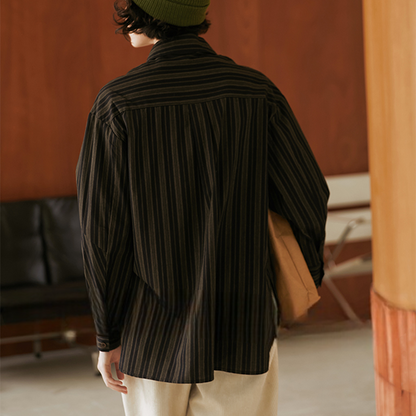 ストライプポロカラールーズシャツ　《Z00813》