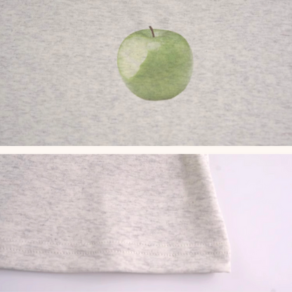 【2color】グリーンアップルプリントクルーネックトップ《Z01012》