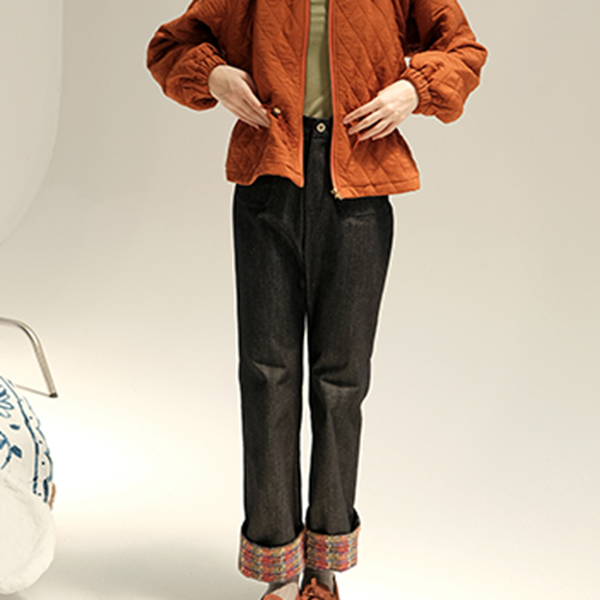 ツイードロールアップデニムパンツ Z00625