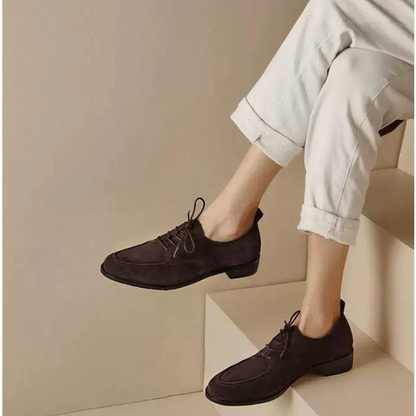 【２color】レトロデザインレースアップローファー　AU-283