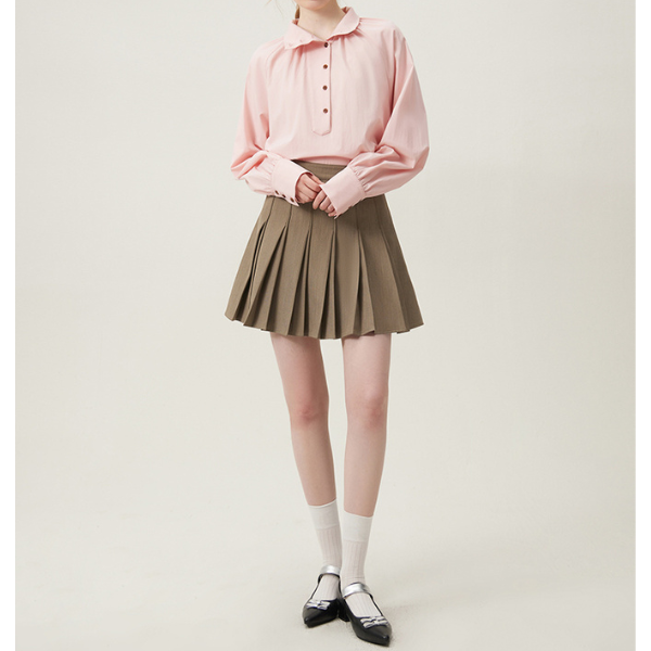 【2color】不規則でニッチなハイネックシャツ Z00095