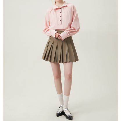 【2color】不規則でニッチなハイネックシャツ Z00095