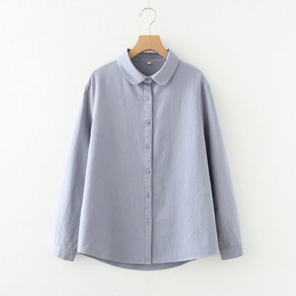 【6color】純綿ポロカラーロングスリーブシャツ　《Z00728》