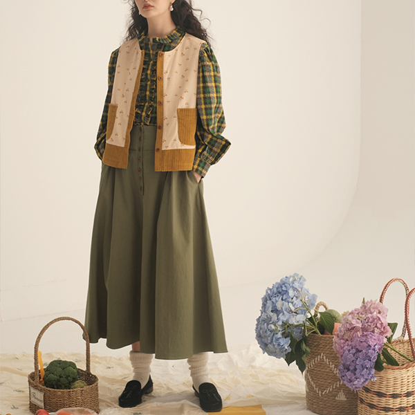 シングルブレストショートジャケット＆Aラインロングスカートのセットアップ　Z00450